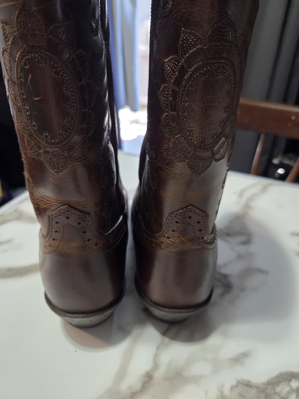 Ariat Dark Brown Embroidered Leather Western Booties